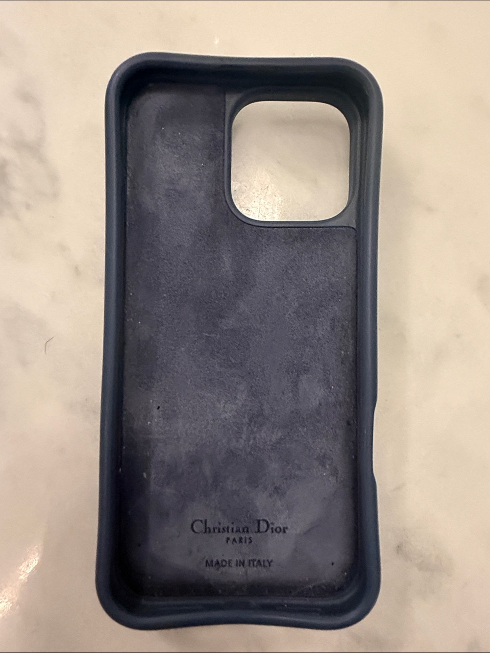 Dior Dark Blue Silicone Apple iPhone 15 Pro max Case with Christian Dior Logo
